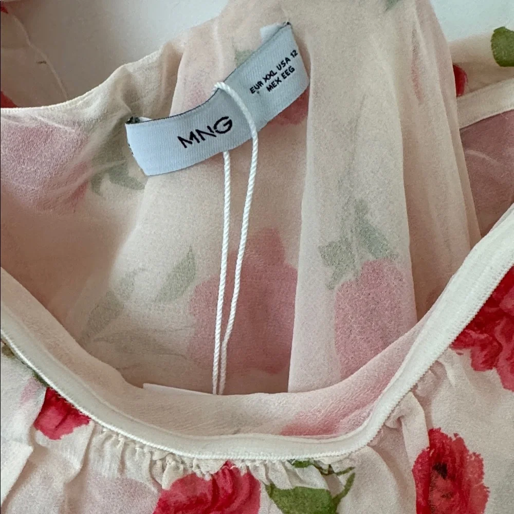 Mango one shoulder rose floral dress in light pink Size: 12